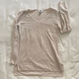 Light  Tan V-Neck Long Sleeve Top
